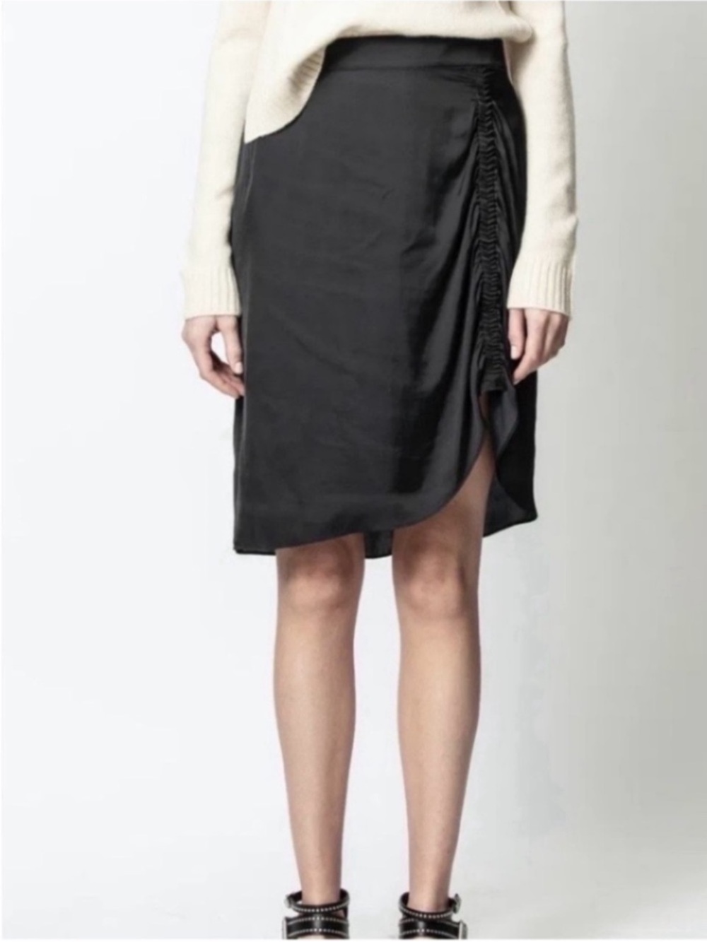 Zadig & voltaire black satin Jiji skirt size 36